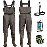 Fishing Chest Waders for Men Women with Boots Waterproof Breathable Waders Green/Brown Sizes UK 5-14 (Brown, UK 6 / EU39)