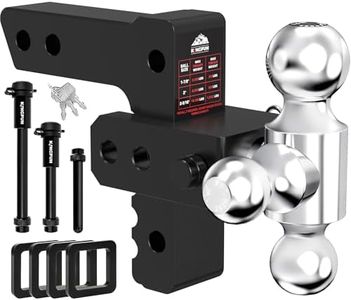 Kingfun Adjustable Trailer Hitch - Drop Hitch 2.5 Inch Receiver, 6 Inch Drop/Rise Tow Hitch, Tri Ball (1-7/8" & 2" & 2-5/16" Ball), 18500 Lbs Gtw, Aluminum Heavy Duty Hitch with Anti-Theft Pin-(Black)