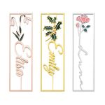 Cherbijou Personalized Colorful Birth Flower Name Bookmark, Custom Engraved Floral Bookmarks for Birthday, Stainless Steel Bookmark Gifts for Bookworms/Readers/Kids