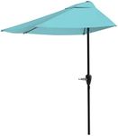 Pure Garden 50-145-B 9' Half Round Patio Umbrella, Blue