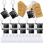 Movie Night Party Return Favors for Guests, Movie Clapboard Key Chain Tape Measure Keychain, Kraft Thank You Tag, Organza Gift Bags for Film Party, Bridal Shower, Wedding Favor, Cast Party (24 Sets)