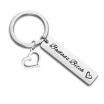 QIIER Badass Keychain Cancer Awareness Keychain Survivor Jewelry Graduation Gift Best Friend Keyring Gift, Silver, middle