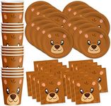 Bear Birthday Party Supplies Set Plates Napkins Cups Tableware Kit for 16