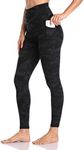 Colorfulkoala Women's High Waisted Tummy Control Workout Leggings 7/8 Length Yoga Pants with Pockets (M, Deep Grey Camo)