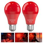 BrightArk 625nm Red Light Bulb for Sleep, 100% Blue Light Blocking, Promotes Melatonin Production, E27 9W LED Red Night Light Bulb for Baby Nursery, Sleeping, Reading, Bedroom, 2-Pack