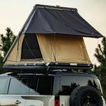 ROVEROLL Hardshell Rooftop Tent, Roof Top Tent for 2-3, with Aluminium Ladder, Skyview Window, Mattress, LED Light, Blackout-Coated for UV Protection, Waterproof, for Truck, Jeep, SUV, Van
