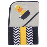 Luvable Friends Unisex Baby Hooded Towel with Five Washcloths,cotton,polyester, Duck, One Size