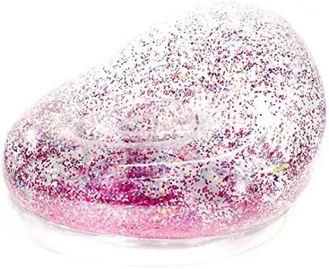 AirCandy Inflatable Multicolored Glitter Chair - Beanbag Chair for Living Room, Kids Room, Game Rooms, Outdoors or Indoors. (Pink Clear)
