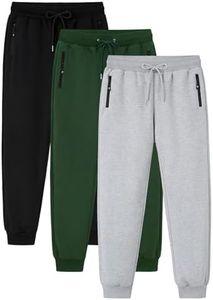 Gihuo 3 Pack Mens Athletic Pants Workout Sweatpants for Men Gym Running Sweat Pants Joggers with Pockets (US, Alpha, X-Large, Regular, Regular, BlackLightGreyArmyGreen)