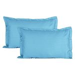 Trance Home Linen 200 TC Cotton Large Size 20x30 inch Satin Stripe Pillow Covers | Pillow Cases | Set of 2 Piece Pillow Covers only |Large Size (Sky Blue, 20 X 30 inch)