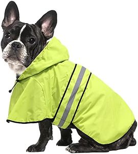 Ezierfy Waterproof Puppy Rain Jacket - Adjustable Reflective Dog Raincoat, Lightweight Dog Hooded Slicker Poncho Raincoats for Small to X- Large Dogs and Puppies (Neon Green, Small)