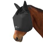 Harrison Howard UV-proof Multi-Function Fabrics Thick Fleece Padding Horse Fly Mask Half Face with Ears Black Horse Large