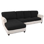 H.VERSAILTEX Sectional Couch Covers 8 Pieces Stretch Sofa Covers for Sectional Sofa Set Separate L Shaped Couch Cover for Both Left/Right Sectional Couch (XL Sofa 3 Seater + 1 Chaise, Black)