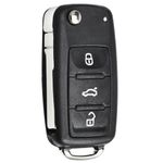 Keycept™ Premium 3 Button Remote flip Key Shell for Volkswagen Polo, Vento, Passat, Jetta, Ameo and Other Models - Durable Key housing/Body/case Replacement.