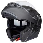 Full Face Motorcycle Helmet Dual Visor Sun Shield Flip up Modular Motocross DOT Approved (L, Matte Black)