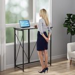 39.37" Folding Standing Desk, Small Laptop Stand Up Desk for Sitting or Standing, No Assembly Needed Folding Desk, Portable Standing Desk, Tall Foldable Desk for Home, Office, Small Spaces (Black)