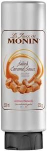 MONIN Sauce caramel salée premium 500ml pour frappe, dessert, cocktail, chocolats chauds et garnitures. Végétarien, sans noix, sans gluten. Saveur 100% naturelle. Bouteille souple pour une utilisation