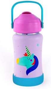Rabitat Steel Play Kids Stainless Steel Water Bottle 450ml | 2 Year Warranty | Leakproof Sipper | Soft Silicone Spout, Flip-Lock Cap & Handle | BPA-Free 18/8 SS | Anti-Skid Base | Love you to the moon