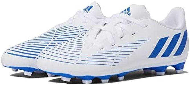 adidas PREDATOR EDGE.4 FLEXIBLE GROUND J Soccer Shoe, white/blue/white, numeric_11 US Unisex Big Kid