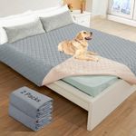 Roilpet 2 Pack Waterproof Dog Bed Cover Blanket Non Slip Couch Cover for Pets Large Dog Cat Kids Children Sofa Furniture Protector(82"×102", Light Grey)