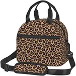 Leopard Print Lunch Bag, Reusable Leopard Cheetah Lunch Box for Boys Girls, Insulated Cooler Bag Lunch Tote Bag with Shoulder Strap for School Office Picnic Travel