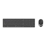 Rapoo Wireless Keyboard Mouse, 9800m, 1600dpi Sensor, Rechargeable Battery, Flat Aluminum Design, DE Layout QWERTZ PC & Mac - Dark Grey