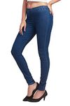 ADBUCKS Women's Denim Slim Fit with Elasticated Waistband Jeggings ( Dark Blue, 44)