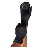 Tommie Copper Core Compression Infrared Full Finger Gloves| Non-Slip, Touchscreen Compatible, Warming Gloves for Stiffness - Black - Medium