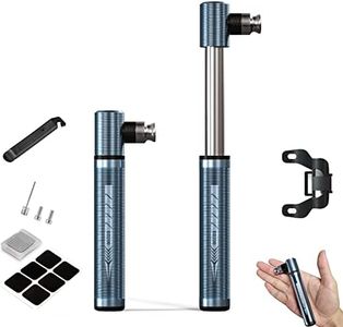 YOXUE Aluminum Alloy Bike Pump, Portable Mini Bicycle Pump,Fits Presta and Schrader valves， Mini Bicycle Tire Pump for Road, Mountain and BMX Bikes，Ball Pump with Needle 160 PSI