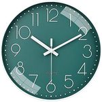 Rylan Wall Clock 12" Silent Quartz Decorative Latest Wall Clock Non-Ticking Classic Clock Battery Operated Round Easy to Read for Room/Home/Kitchen/Bedroom/Office/School- (Green).