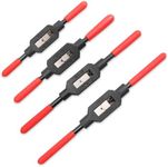Olutacot 4 Pcs Adjustable Tap Wrench Screw Holder Reamer Hand Tool with Plastic Dipped Non-Slip Handle for Tap Reamer (1/4"-3/4", 3/16''-1/2'', 1/16''-3/8'', 1/16"-1/4")