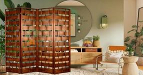 46Treeform Wooden Room Partition/Screen/Room Divider/Room Separator for Livng Room Bedroom Home Office Restarurant Hallway 20Inches Wide Each (2/3/4/5/6 Panel 6 Feet) (4 Panel 6 Feet)