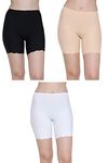 GLAMORAS Nylon Spandex High Waist Seamless Under Skirt Shorts for Women & Girls | Shorts High Waist Stretchable Skin Fit Shorties Tights Cycling Shorts Biker Bicycle Shorts - White/Black/Beige - XL