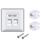 MX Dual Port Face Plate with Shutter & Screws Included (Ø 86 x 86 mm) UTP CAT-6A Keystone Jack 180° Additional Extension Female to Female Extender Plug 4138A