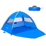 EchoSmile 3 Person Beach Tent Sun Shelter, UPF 50+ Beach Sun Shelter Canopy Tent, Lightweight & Portable Easy Set up for Beach Camping & Parties,Blue