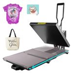 PlanetFlame 38x38cm Heat Press Machine for T Shirt, 1600W Heat Press with Digital Control, Multipurpose Heat Transfer Machine for Pillows Mouse Pads Tote Bags DIY Craft Projects (Black)