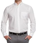 Double TWO Men's Oxford Shirt Long Sleeve Classic Fit Button Down Collar Shirt - King Size White 22" Collar