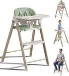 Convertible Baby Highchair & Foldable Toddler Standing Tower, Green