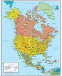 North America Wall Map Laminated GeoPolitical Edition by Swiftmaps A2 (42cm x 60cm)