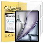 Gerutek 2-Pack Screen Protector for iPad Air 13-inch (M2)/iPad Pro 13-inch (M4) 2024 [Tempered Glass] [Ultra Clear] [Anti Scratch] [Bubble-Free] [[9H] for iPad Air 13/Pro 13 Screen Protector Film