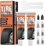 Tire Repair Glue, Sidewall Tire Repair Kit, Rubber Cement Tire Repair, Two Sizes Tire Repair Nail, Black Tire Glue Sidewall Repair for Bike, Car, Motorcycle, Off-Road, Truck, Tractor, 10ml*2