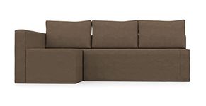 comfortly Corner Sofa Bed Left Side Slipcover Replacement Hand Made Compatible with FRIHETEN Sleeper Sofa With Chaise Lounge - COVERS ONLY - (Linen Blends - Dark Beige)