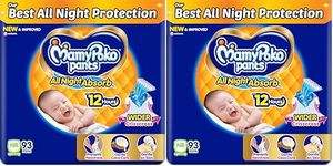 MamyPoko Pants All Night Absorb Baby Diapers, Newborn/X-Small (NB/XS), 96 Count, Upto 5kg (Pack of 2)