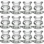 Set of 12 Glass Taper Candlesticks, PChero 2-in-1 Candles Holders 2.4" H for Tapered Tea Lights Candles, Ideal for Wedding Table Centerpieces Dinner Party Windowsill Decor