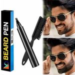 Kriq Beard Pencil Filler For Men Barber Styling Pen with Bristle Beard Brush Waterproof, Sweat Proof Natural Shaping Up for Men Beard, Moustache & Eyebrows