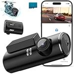 Dash Cam Front and Rear, 2K & 1080P Dashcams for Cars, with FREE 64GB TF CARD, Time-Lapse Recording & G-Sensor, WiFi & App Control, Voice Prompts, Super Night Vision, 170° Wide Angle, 24H Parking Mode