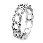 TJC White Diamond Curb Band Ring for Women Sterling Silver Rings for Women Solid 925 Rings with Prongs Setting in 925 Metal Wt. 2.39 Grams