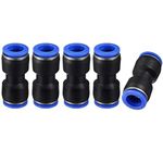 sourcing map Plastic Straight Union Push to Connect Tube Fittings 12mm OD Push Fit Lock Blue 5pcs