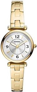 Fossil Montre pour femmes Carlie, mouvement à quartz, boîtier en acier inoxydable doré de 28 mm avec bracelet en acier inoxydable, ES5203