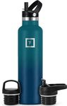 IRON °FLASK Sports Water Bottle - 710 ml, 3 Lids (Straw Lid), Vacuum Insulated Stainless Steel, Hot Cold, Double Walled, Thermo Mug, Standard Metal Canteen